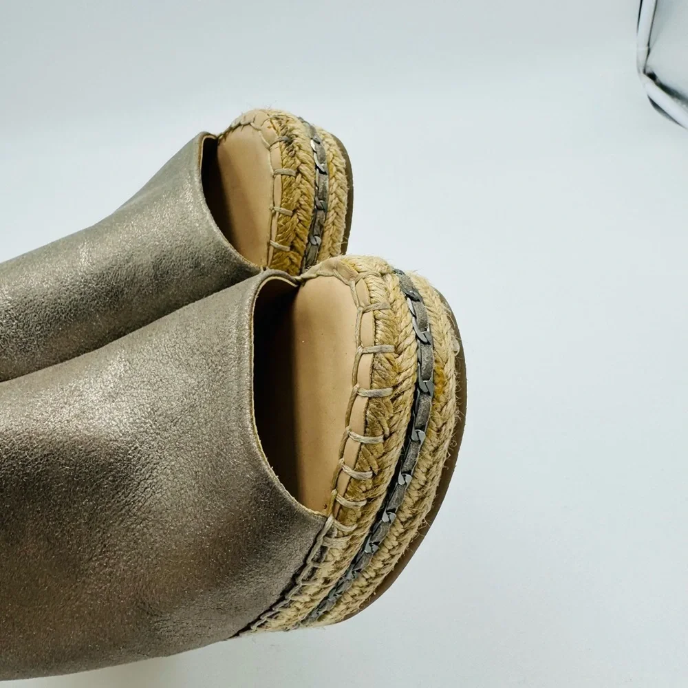 Karl Lagerfield Paris Carina Sparkle Leather Women SlipOn Open Toe Wedge Sandals